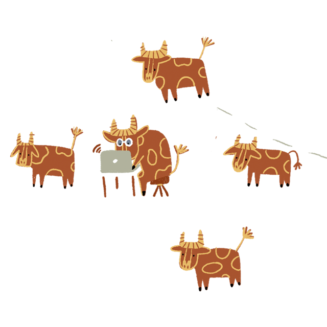 Cow-working: Cows with laptops